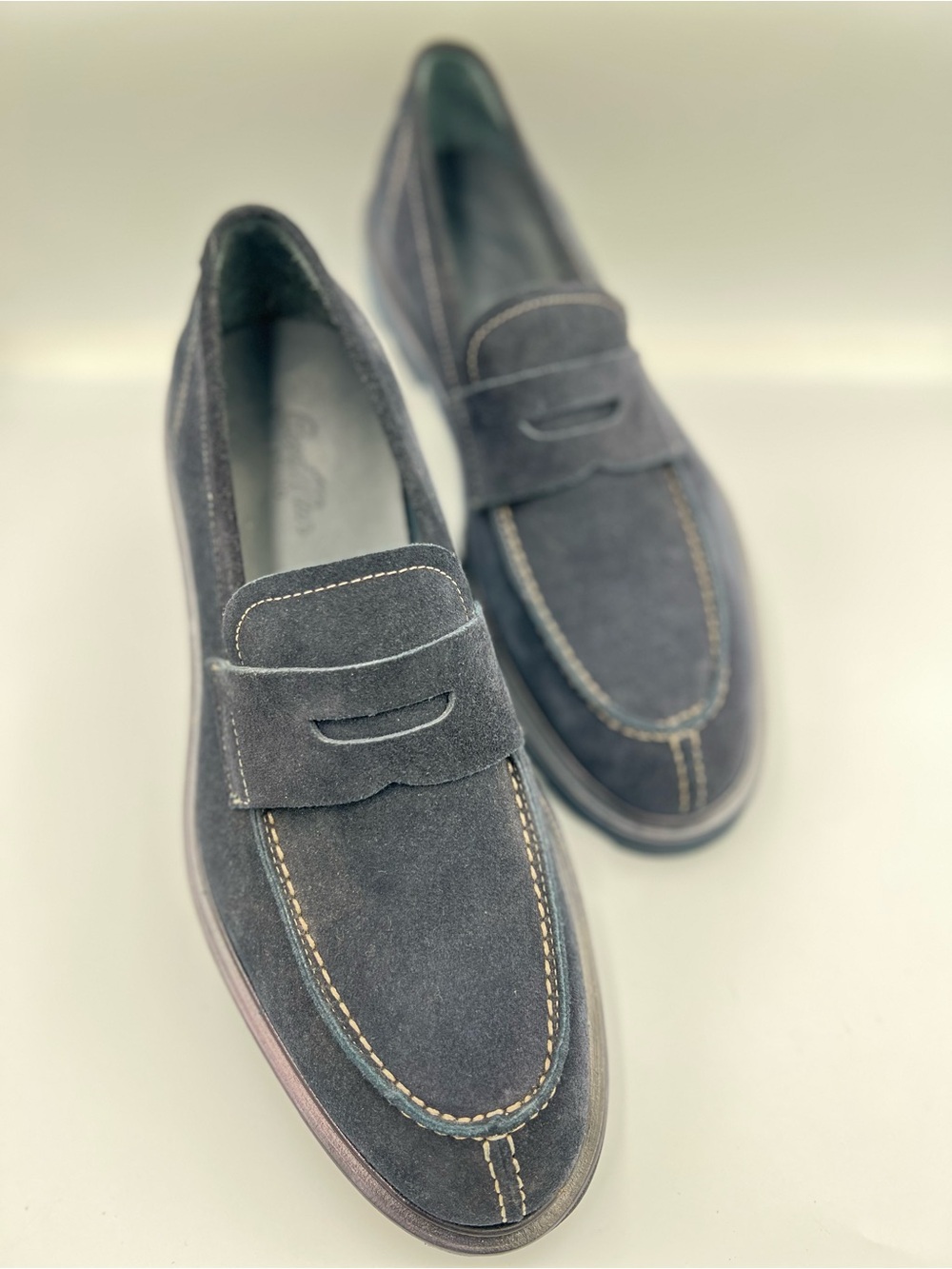 Good Man Brand Lexington Suede Penny Loafers in navy